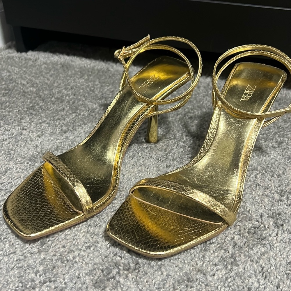 Zara Gold Heel Sandals